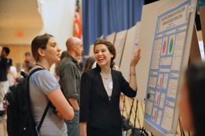 Psychology major Kandace Thomas '13 at the annual Celebration of Undergraduate Research. Practical experiences for psychology students are the impetus behind new internships. (photo by Donn Young)