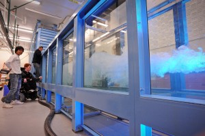 Scientists have used the large wave tank in Chapman Hall to study the physics of oil plumes following the Deepwater Horizon oil spill. (photo by Dan Sears)