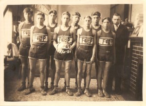 Owl (far right) as coach of a boys' basketball team, 1930-31. (photo courtesy of Gladys Cardiff)
