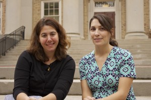 Abigail Panter (left) and Cynthia Demetriou received a $3 million grant to boost retention and graduation rates for first-generation students. (photo by Kristen Chavez)