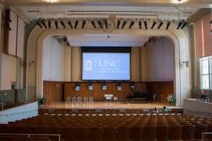 The new James and Susan Moeser Auditorium now has state-of-the-art acoustical treatments, air-conditioning and a professional-grade stage. (photo by Kristen Chavez)