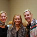 Kate Caldwell Nevin (left) with Mary Lawson Burrows ’20 and Molly McNairy at a reception for the Ackland Art Museum exhibition, “Becoming a Woman in the Age of Enlightenment.” (photo by SP Murray)